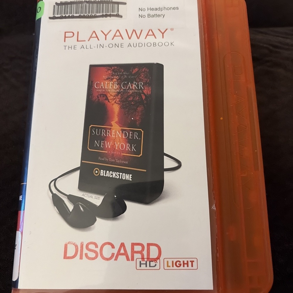 Playaway Audio Book Ex Library - Surrender New York By Caleb Carr